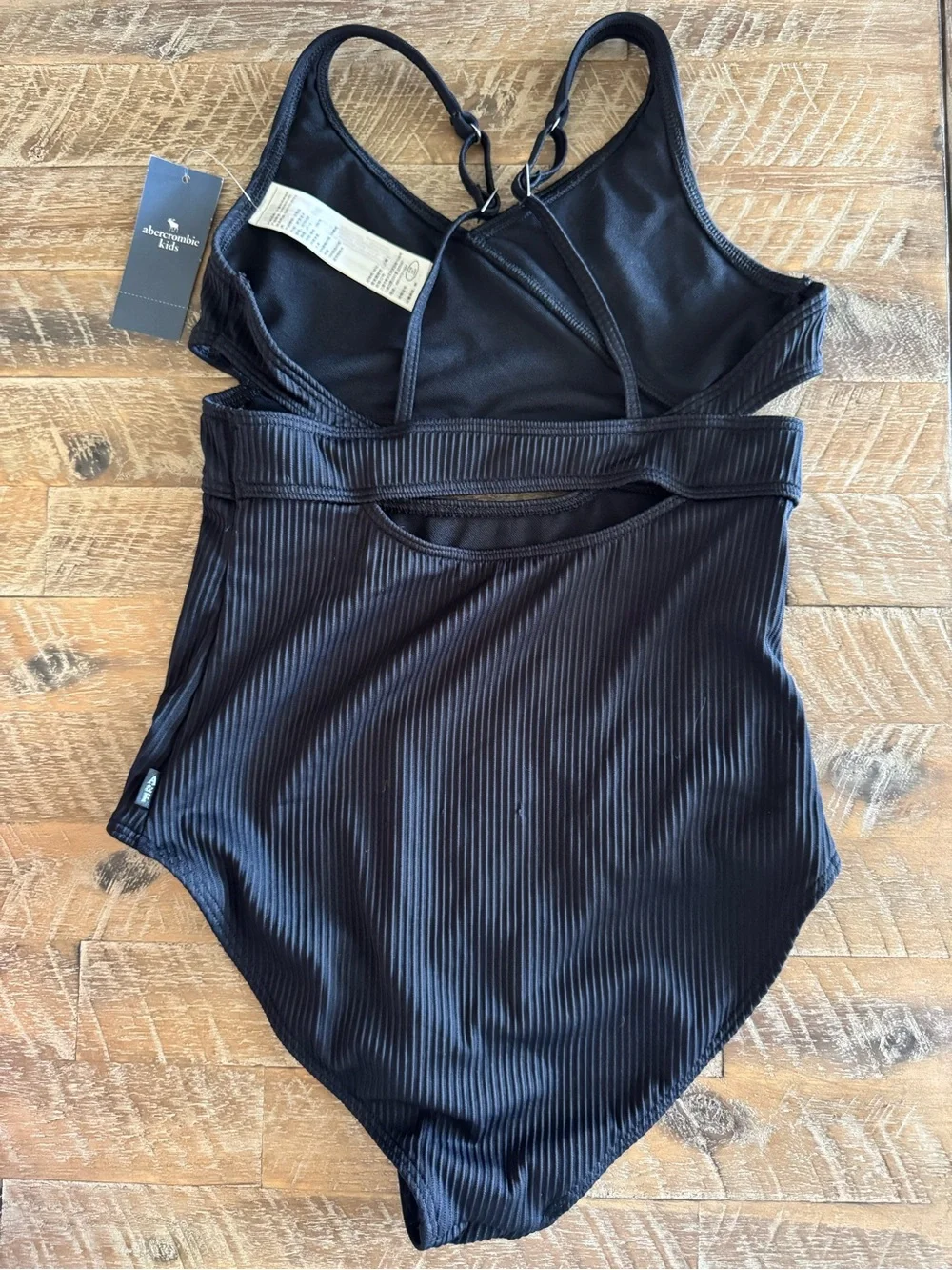 Abercrombie Kids - Girl's Black Ribbed Cutout Swinsuit